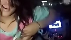 Desi boob show and dance in car