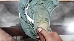 Son masturbate cum on mom panty